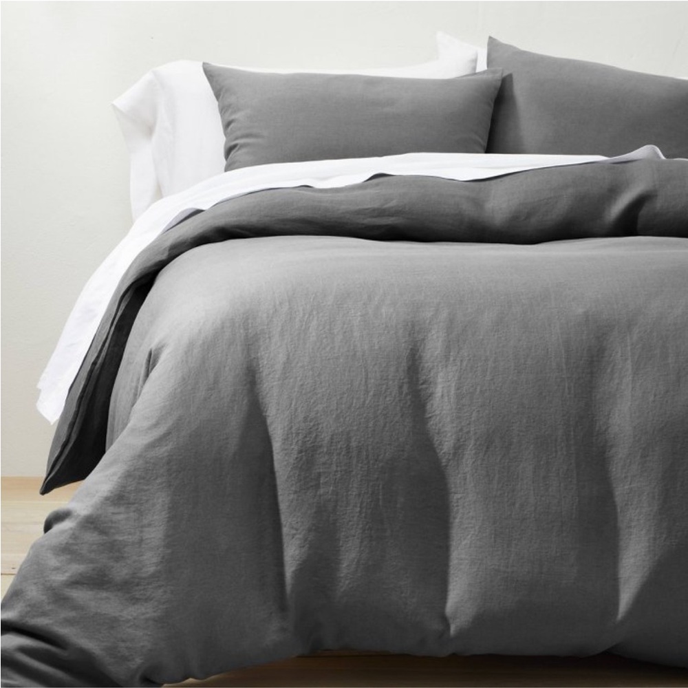 Full/Queen Hemp Duvet & Sham Set Dark Gray - Casaluna